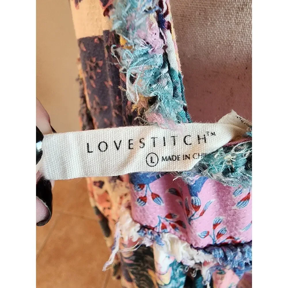 Lovestitch Sammy Mini Dress SZ Large Floral Tiered Boho Ruffles - Picture 13 of 13